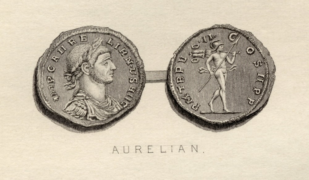 Coin From The Era Of Aurelian Lucius Domitius Aurelianus AD 214215- 275Roman Emperor Canvas Art - Ken Welsh Design Pics (38 x 22)