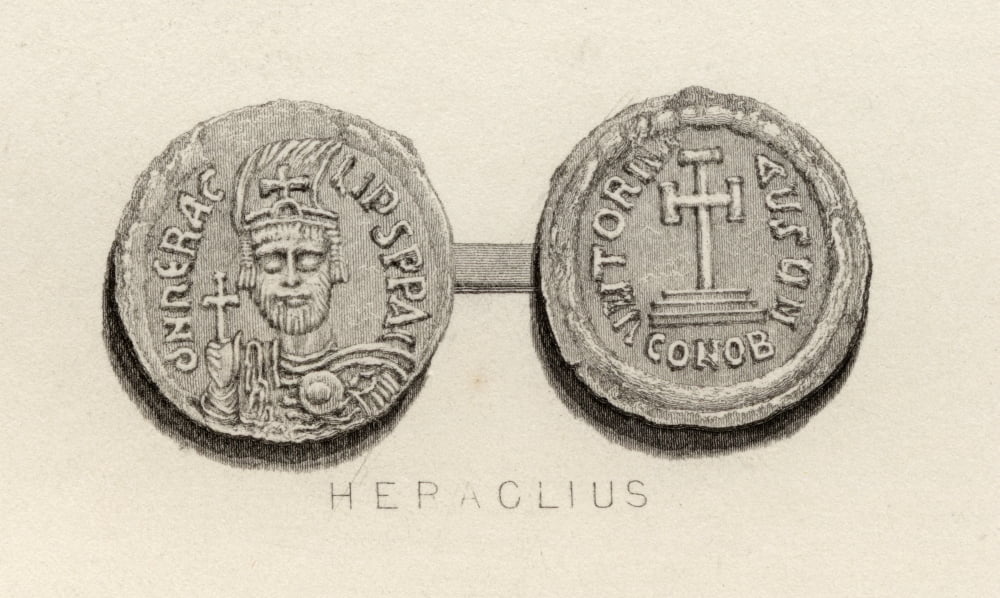 Coin From The Time Of Heraclius AD 575-641 Roman Emperor Canvas Art - Ken Welsh Design Pics (38 x 22)