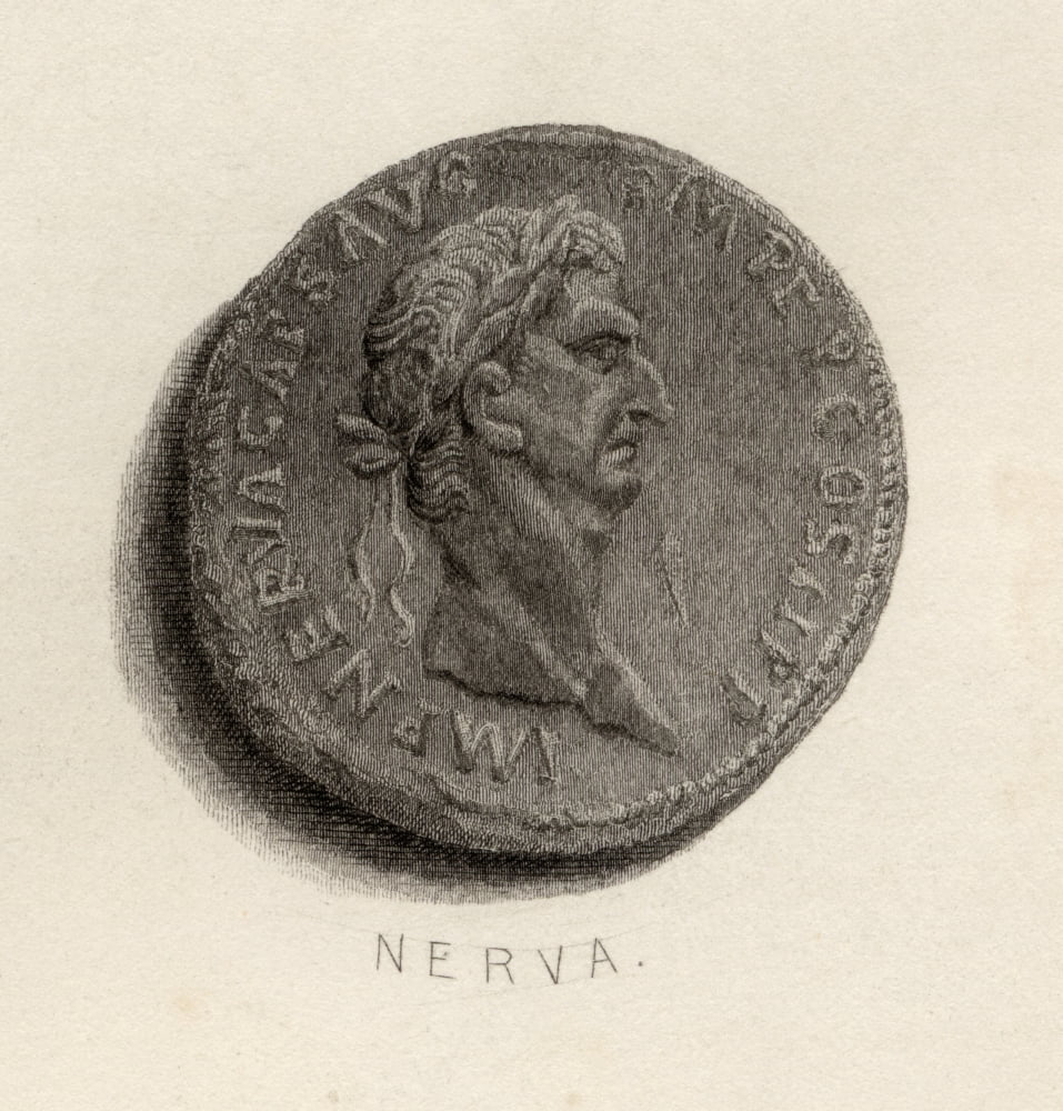 Coin From The Time Of Nerva Caesar Augustus Original Name Marcus Cocceius Nerva AD 30-98 Roman Emperor Canvas Art - Ken Welsh Design Pics (28 x 30)
