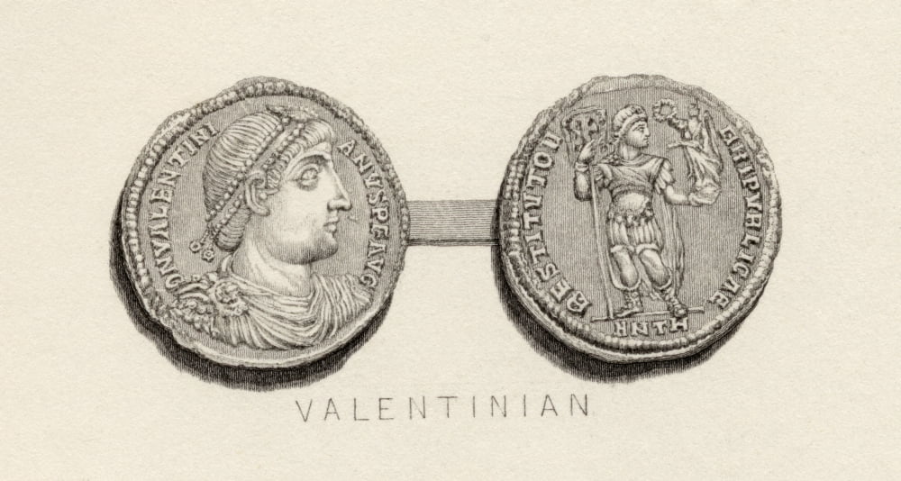 Coin From The Time Of Valentinian Flavius Valentinianus AD 321-375 Roman Emperor Canvas Art - Ken Welsh Design Pics (20 x 10)