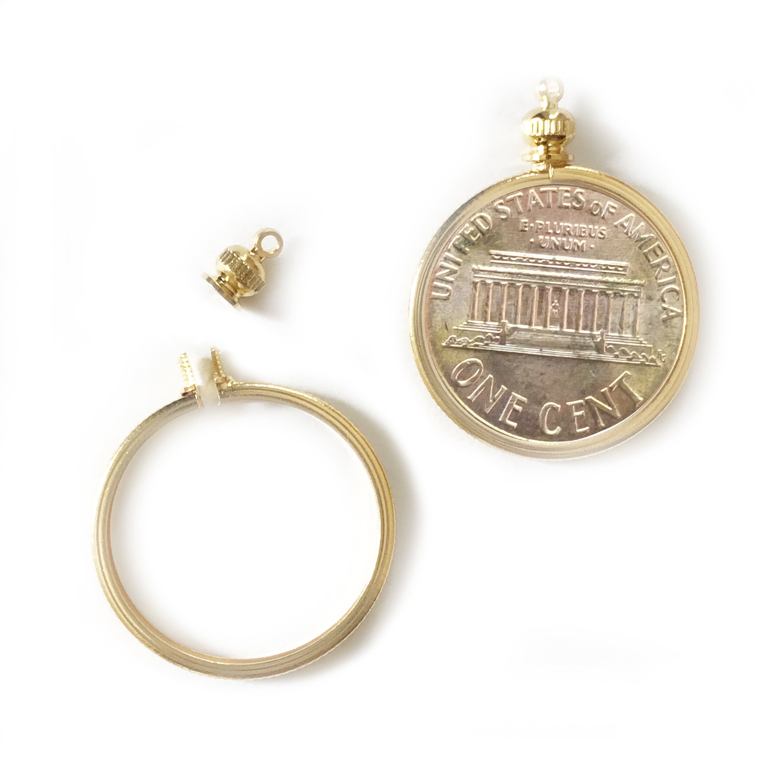 Coin Holder Bezel for USA Penny 1 cent Gold Plated Pack of 2 - Walmart.com