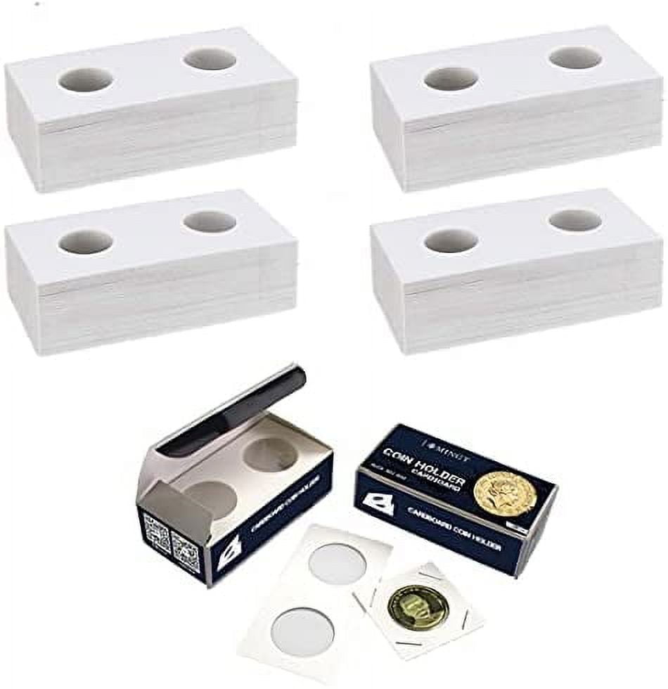 EATHEATY 400 Pcs 8 Assorted Sizes Cardboard Coin Holder, Coin Flips 2x2 inch, Coin Collection Holder, Coin Collection Supplies for Penny, Dime, Nickel