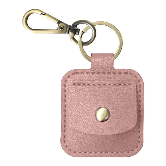Coin Keychain Verdsylv Mini Commemorative Coin Storage Keychain - Transparent Display Case for Sobriety Chips - Elegant Leather Rings Holder - Cute Carrying Pouch, Sobriety Chip Holder, Pink