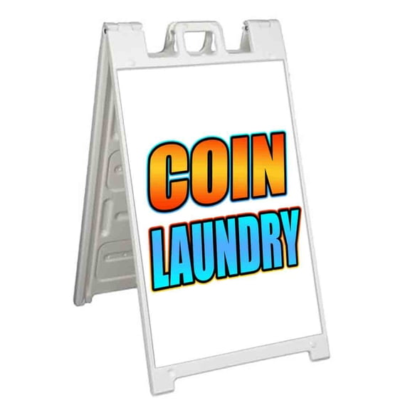 Coin Laundry (24" X 36") Standard A-Frame Signicade, Includes Decal Applied To Stand