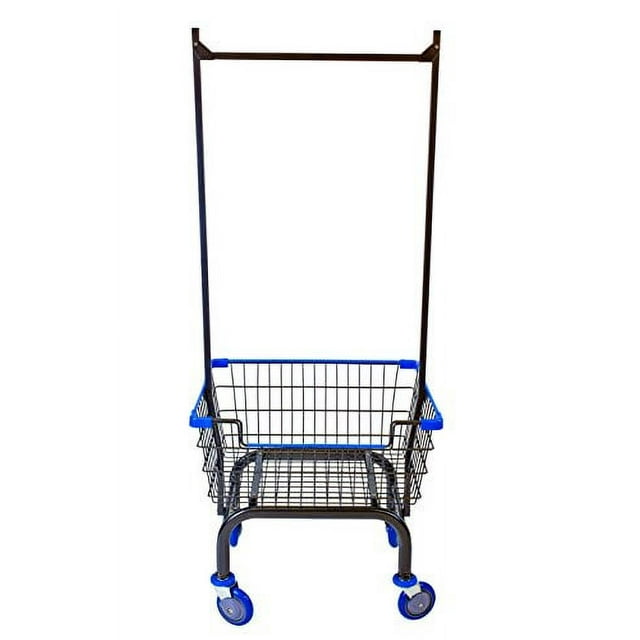 Coin Laundry Cart, [Heavy Duty] [Rolling Cart] Laundry Cart (Metal Gray/Blue Double Pole Rack