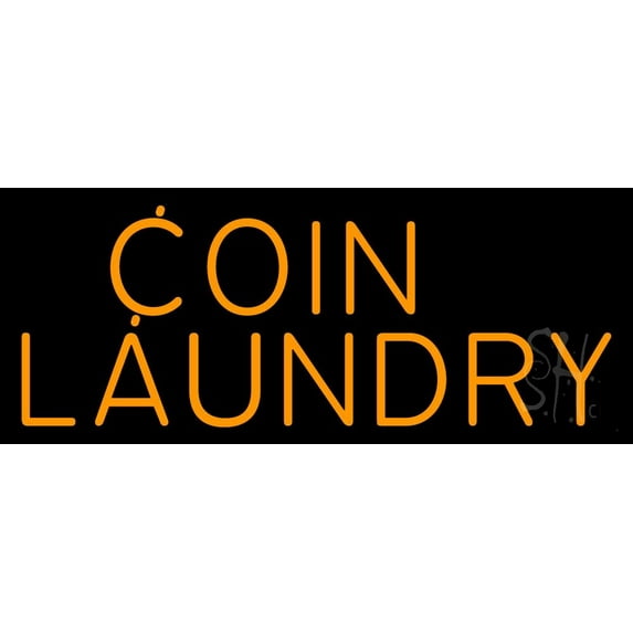 Coin Laundry LED Neon Sign 13" Tall x 32" Wide - inches, Black Square Cut Acrylic Backing, with Dimmer - Bright and Premium built indoor LED Neon Sign for Storefront.