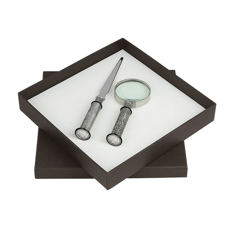 Silver Handled Letter Opener and Magnifying Glass Desktop Set Silver Handled Letter Opener and Magnifying Glass Desktop Set