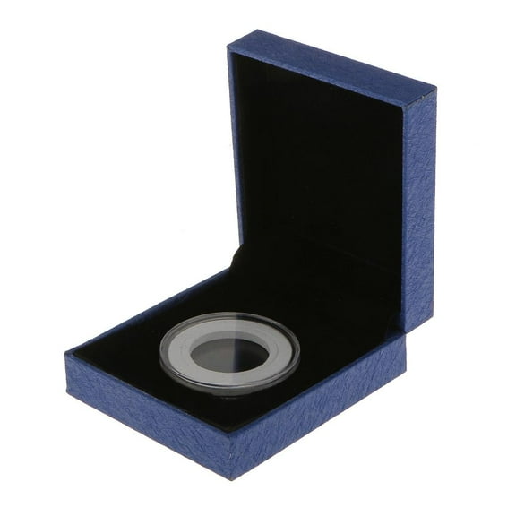 Coin Medal Presentation Display Box with Single Round Clear Coins For 38MM Diameter Coins, Great Gift Box For Collector Blue