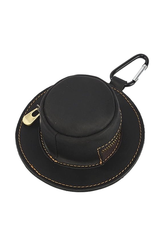 Coin Money Bag Hat Shape Design Coin Pouch with Zipper for Men Women, Small Change Purse Coin Bag Keychain, Personalized Retro Wallet (Black)