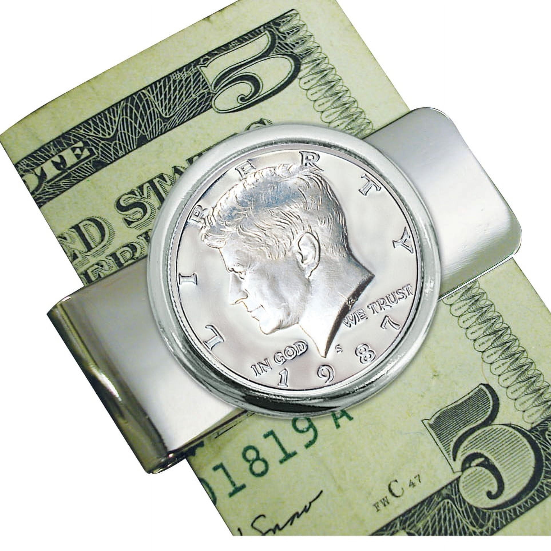 Proof JFK Half Dollar Silver-Tone Rhodium Money Clip