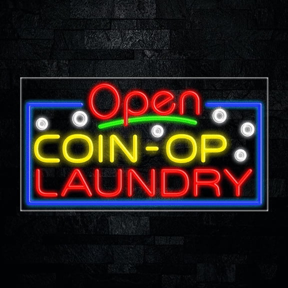 Coin Op Laundry LED Neon Sign 33"L x 18"H #35488