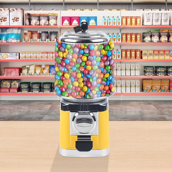 Coin Operated Candy & Gumball Machine, Tabletop Candy Vending Machine with Adjustable Candy Wheel, Clear Globe Quarter Candy Dispenser for Home, Game Room, Store, Office