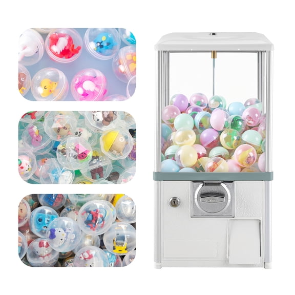 Coin-Operated Capsule Toy Vending Machine  White, Holds 200, No Assembly