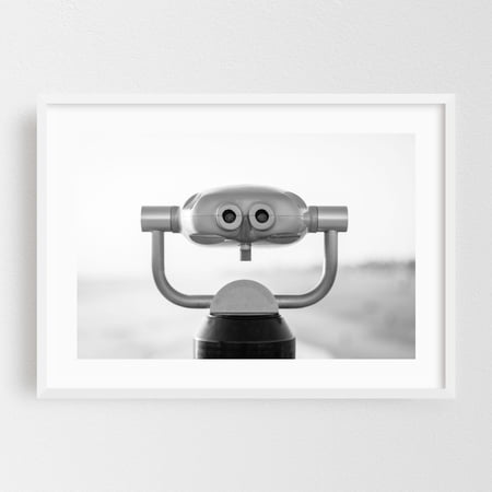 Coin Operated, Huntington B&W - Huntington Beach California Photography White Framed Wall Art Print 24 x 36 inches