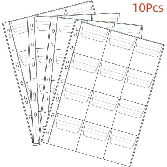 Coin Pages 12 Pocket, 10 Sheets Plastic Coin Holders, Coin Collecting Supplies, Coin Holder for Collector for Coin Stamp Currency Collection,Badges,8.27''*11''