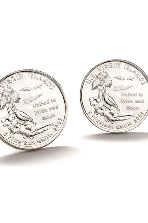 Coin Cufflinks, Rhodium, New