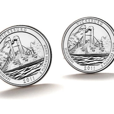 Coin Perfection Cufflinks, Uncirculated U.S. Quarter 2011