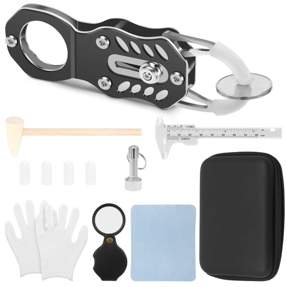 Coin Ping Tester Kit with Pocket Pinger, Hard Case & Magnifying Glass - Complete Silver and Gold Testing Kit for Collectors, Vernier Caliper & Wood Hammer Precious Metal Verifier Set