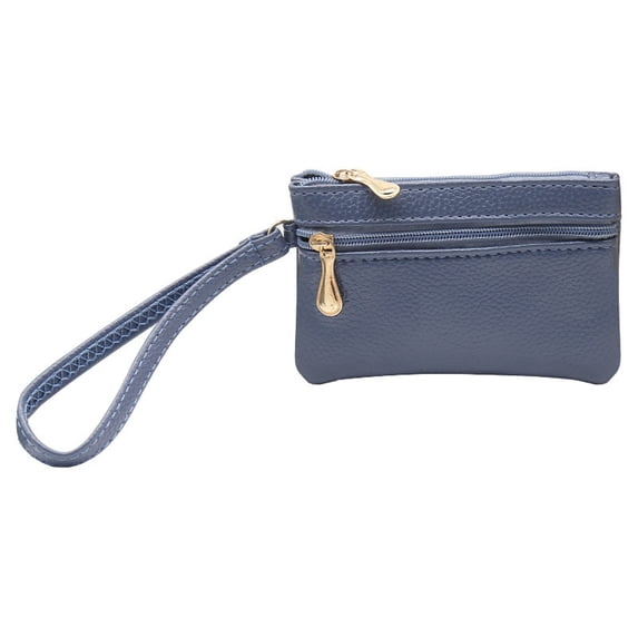 Coin Purse Card Holder PU Leather Zipper Pouch Small Wallet Storage Bag Lightweight Mini Clutch Organizer Long Design For Women Daily Commute Travel(B)