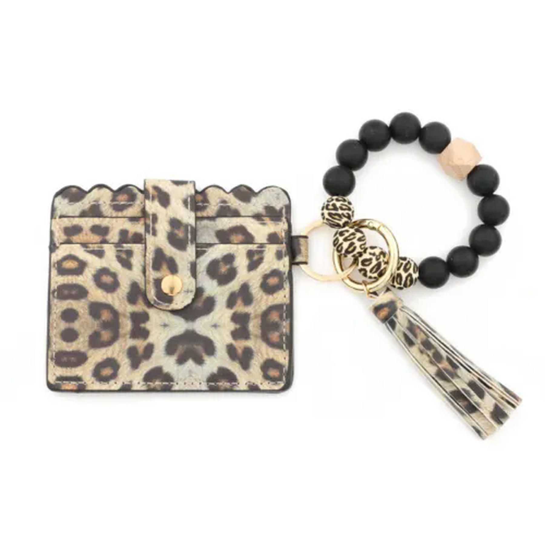 Coin Purse Card Holder Wallets Silicone Wood Beaded Bangle Keychians ...
