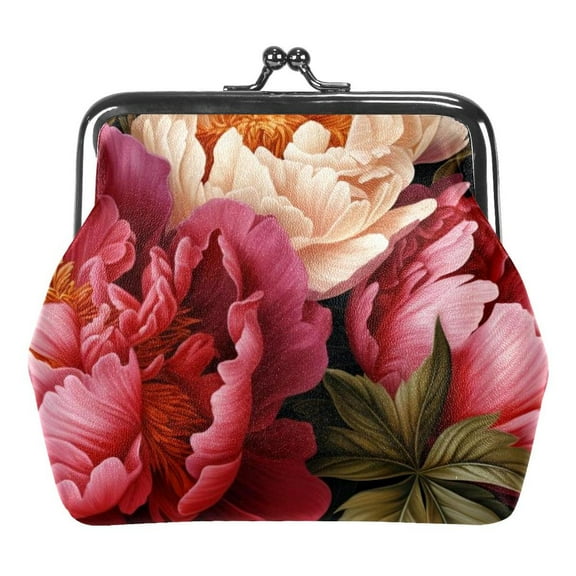 Coin Purse, Change Purse Wallet with Clasp, Car Coin Holder Pouch for Woman Men Kids Girls (Peony)