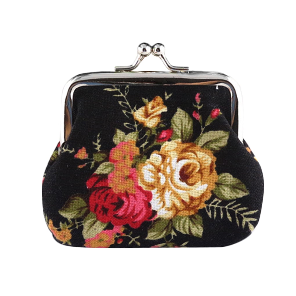 Canvas Mini Coin Purse Gold Hidden Buckle Coin Bag Women Rose Change Purse  Children's Cute Small