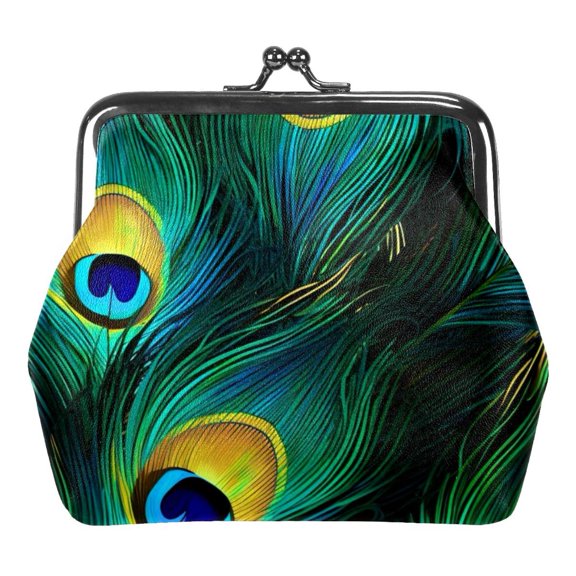 Coin Purse Peacock Feather Change Pouch Wallet for Women
