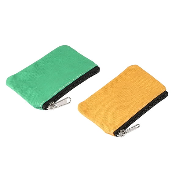 Coin Purse Pouch Change Purses Small Organizer Bags 3" x 5", Yellow Green 2pcs