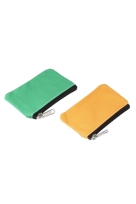 Coin Purse Pouch Change Purses Small Organizer Bags 3" x 5", Yellow Green 2pcs