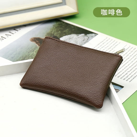 Coin Purse Wallet Set Small Zipper Pouch PU Leather Change Wallet Portable Mini Clutch Bag Card Holder 2-Pack For Women Travel Lightweight Storage(C)