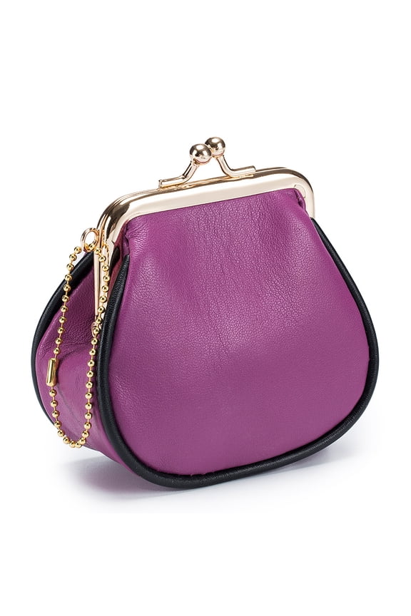 Coin Purse Wallet with Kiss-Lock, Small Coin Purse For Women, Leather Change Purse Kiss-Lock, New Vintage Literary Women's Coin Purse Leather