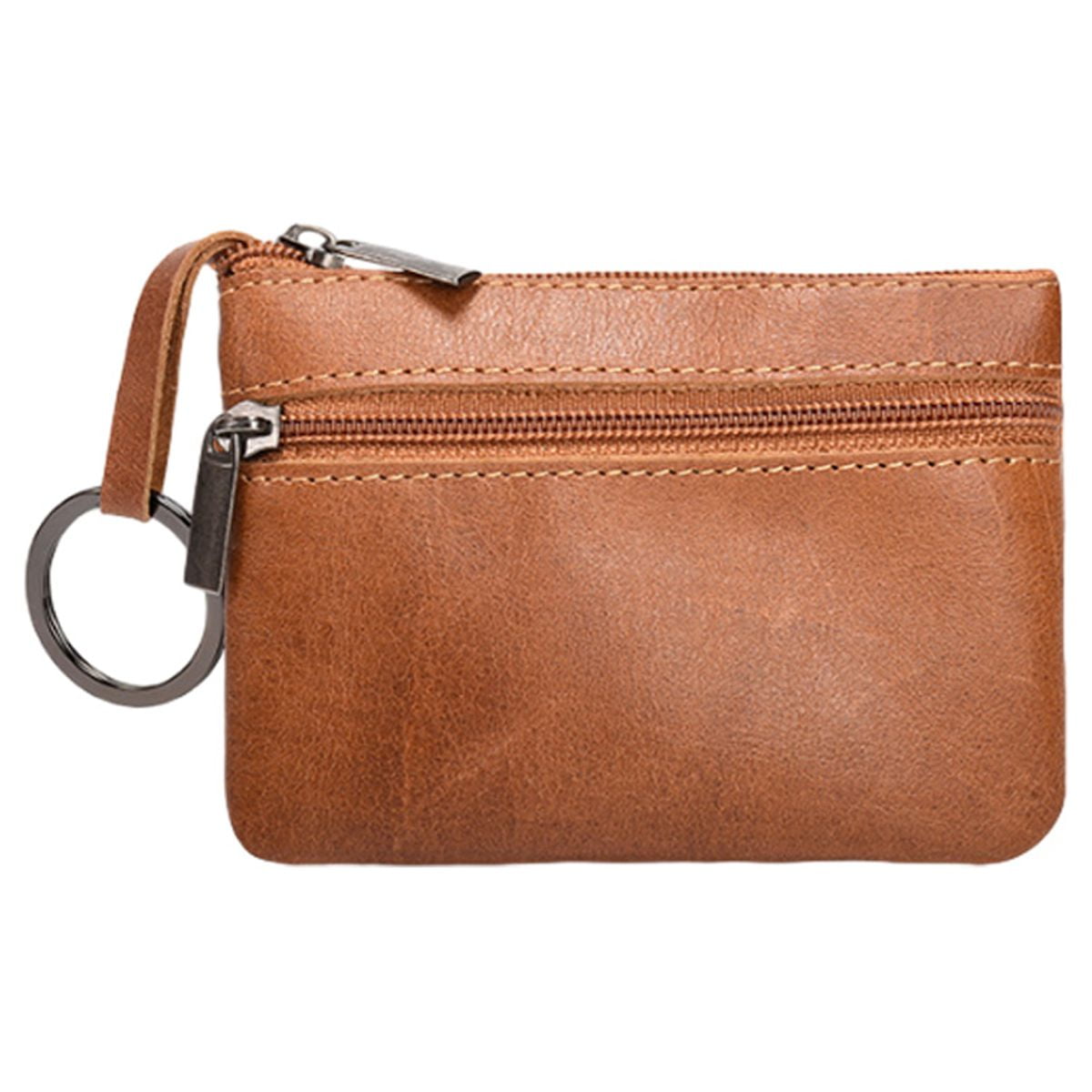 Coin Purse for Men Coin Pouch for Men Genuine Leather Mens Tray Purses Coin Purse Cash Change Wallet Key Holder Money Pouch Brown