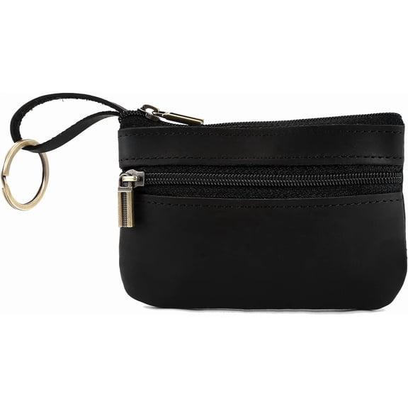 Coin Purse for Men,Coin Pouch for Men, Genuine Leather Mens Tray Purses Coin Purse Cash Change Wallet Key Holder Money Pouch (black)