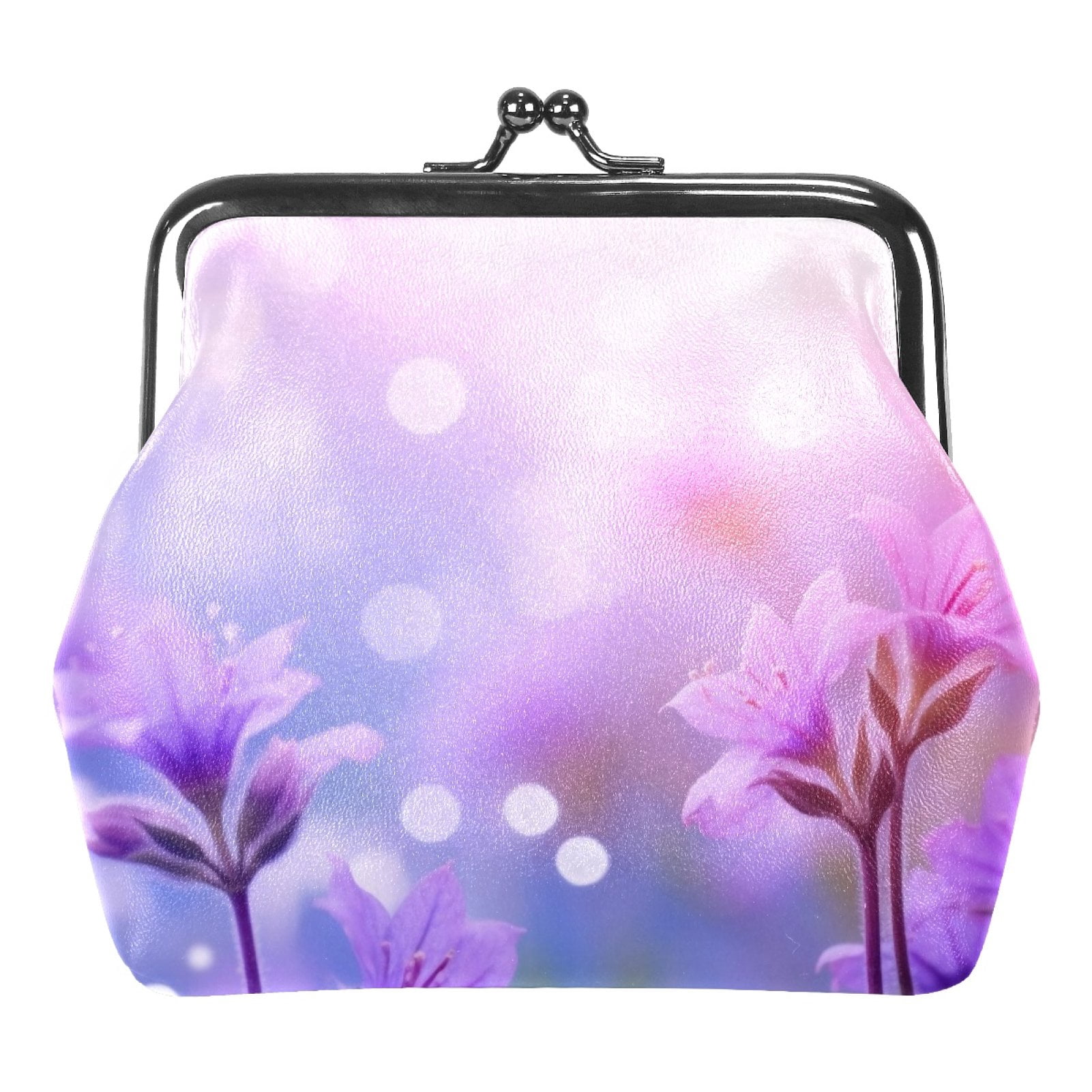 Coin Purses & Pouchese,Spring Purple Floral Change Purse for Travel ...