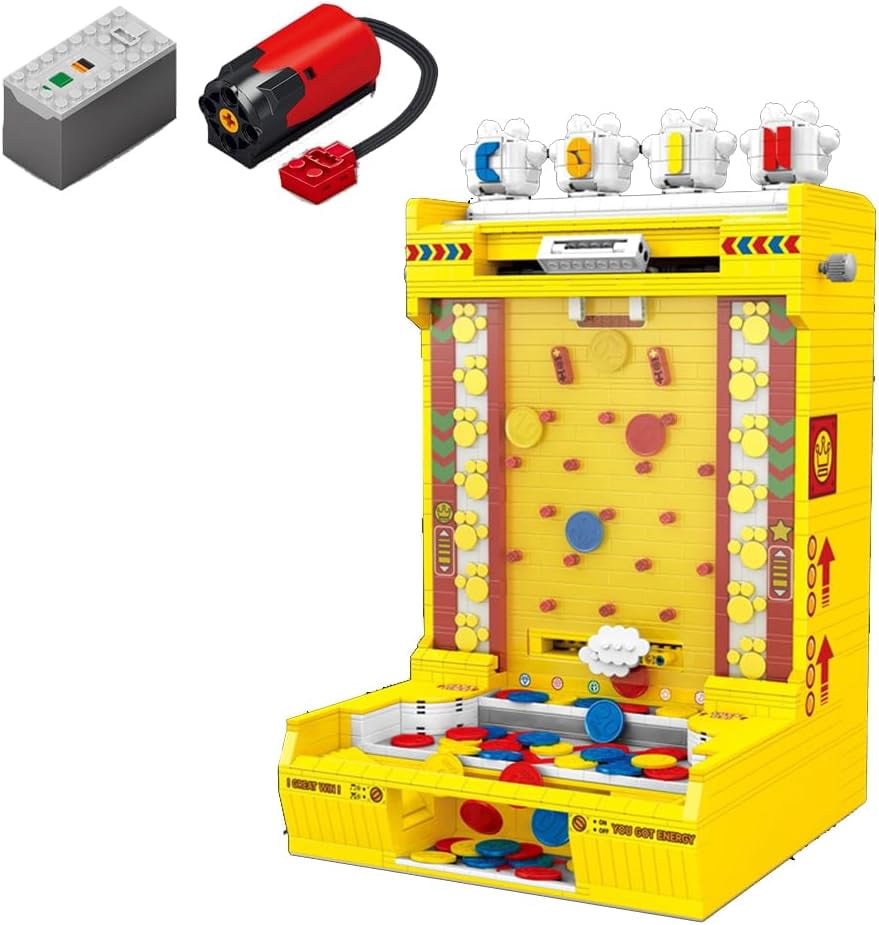 Coin Pusher Arcade Building Kit, Nostalgic Retro Video Game Model, Modular Set 2093pcs