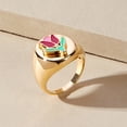 thumbnail image 1 of Coin Ring Street Enamel Glaze Womens Ring Gold Tone Alloy Jewelry Size 7 European American Style 18K For Women, 1 of 9