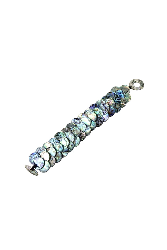 Coin Shape Abalone Shell Bracelet with Toggle Clasp