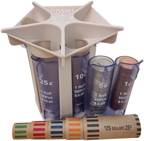 Coin Sorter Tube Coin Counter with Coin Wrappers, Change Sorter Change ...