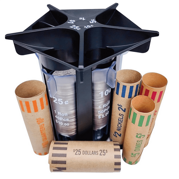 Coin Sorter Tube Counter with Wrappers,5-IN-1 Change Machine, Organizer Holder