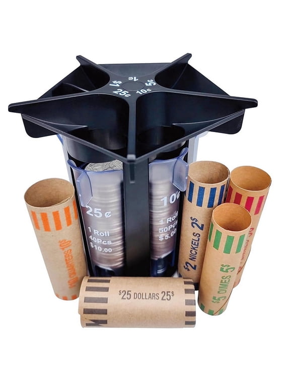Coin Sorter Tube Counter with Wrappers,5-IN-1 Change Machine, Organizer Holder