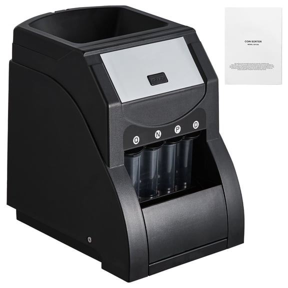 Coin Sorter and Wrapper Machine for USD Coins, Sorts 230 Coins per Minute, Holds 200 Coins, Includes 4 Coin Tubes