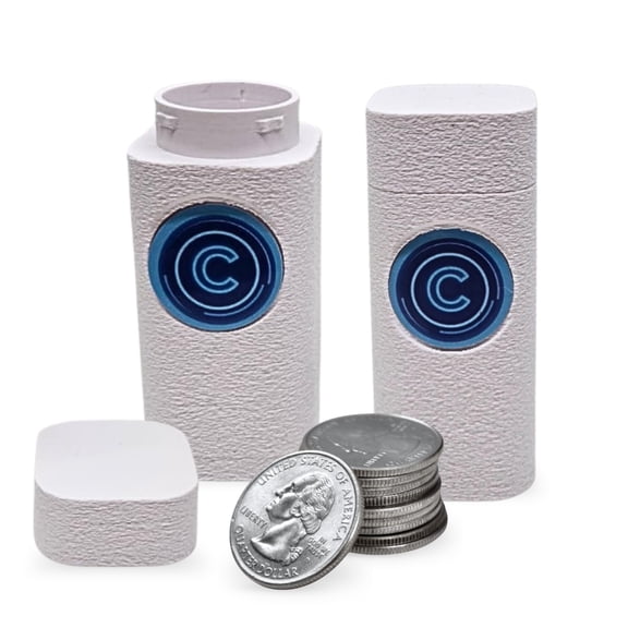 Coin Stacker for U.S. and Canadian Quarters, NFC-Enabled Smart Storage, Magnetic Twist-Lock Coin Holder, 2 Pack (White)