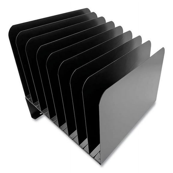 Coin-Tainer HASZ0156 Letter Size 8 Sections Inclined Steel Vertical File Organizer, Black