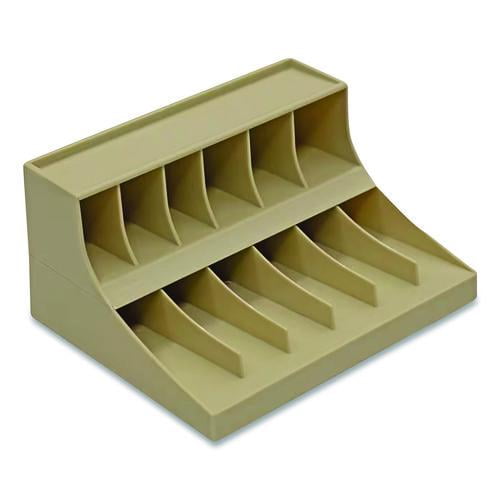 Coin Wrapper and Bill Strap 2-Tier Rack, 11 Compartments, 9.38 x 8.13 4.63, Plastic, Pebble Beige | Bundle of 2