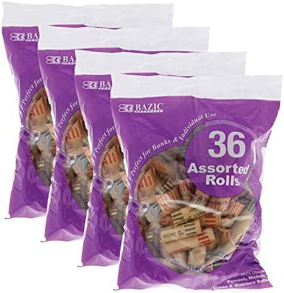 Coin Wrappers Rolls, Assorted Quarter Dime Penny, Made In USA, Durable