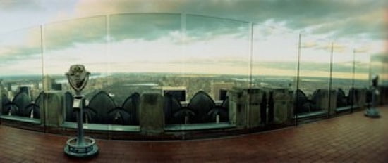 Coin-operated binoculars on the top of a building Rockefeller Center Manhattan New York City New York State USA Canvas Art - Panoramic Images (30 x 13)