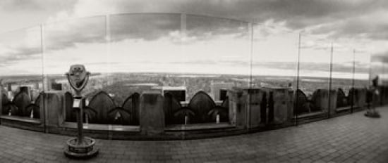 Coin-operated binoculars on the top of a building Rockefeller Center Manhattan New York City New York State USA Canvas Art - Panoramic Images (30 x 13)