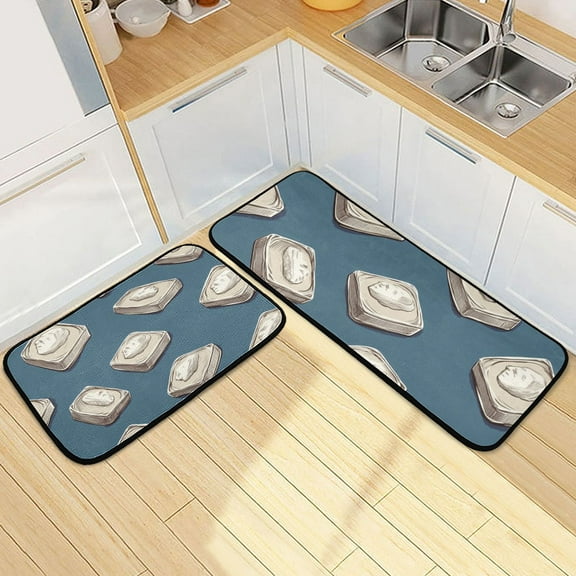 Coin under Gray Kitchen Mat Set of 2 Cushioned Non Slip Rugs for Bedroom Floor Runner Mats