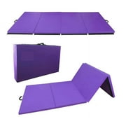 Coinus Sports 4-Panel Folding Gymnastics Exercise Mat with Handles, 4' x 10' x 2", Purple