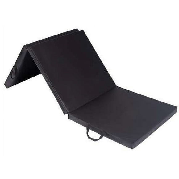 Coinus Sports Tri-Fold Gymnastics Exercise Mat with Handles, 6' x 2' x 2", Black